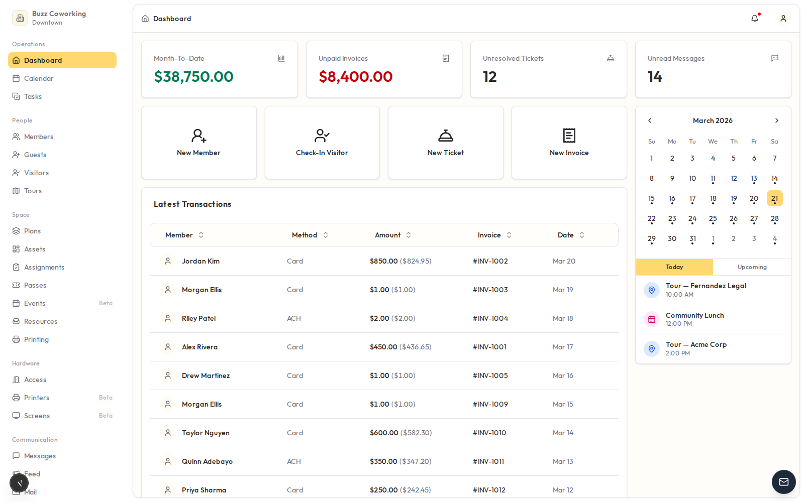 Deskie dashboard in Gold