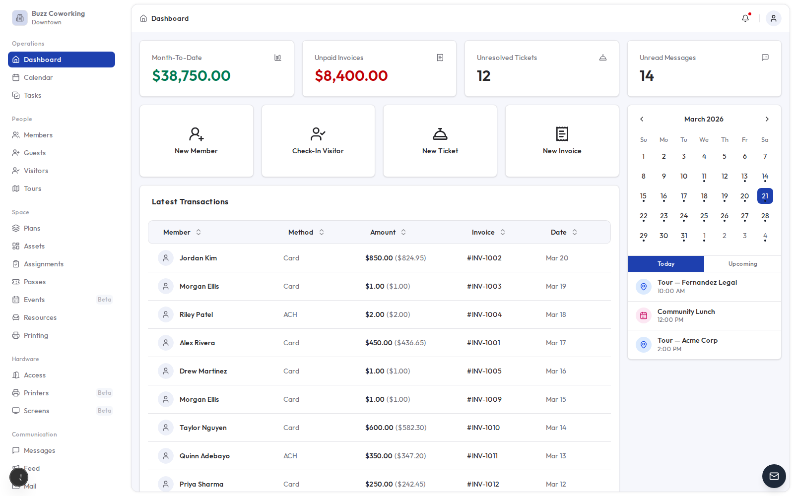 Deskie dashboard in Navy