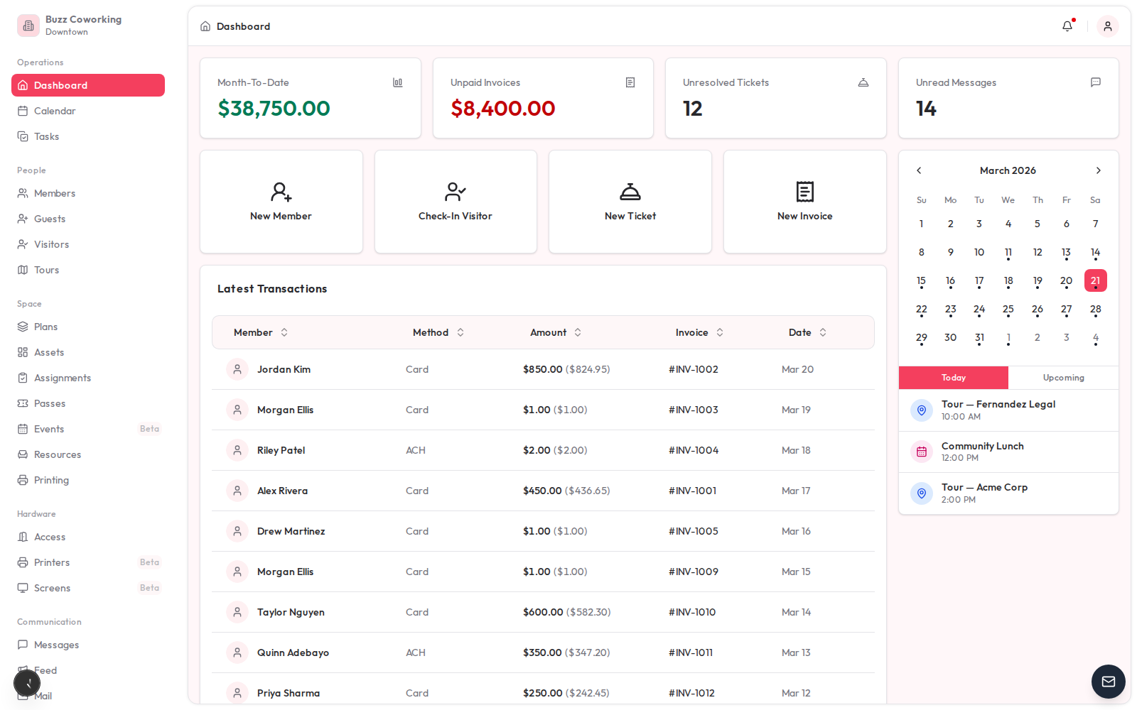 Deskie dashboard in Rose
